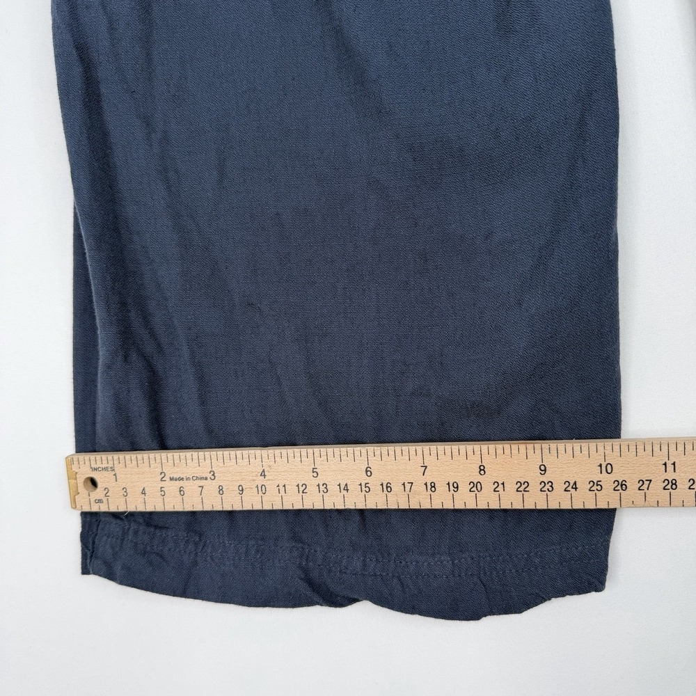 Splendid Angie Crop Wide Leg Linen Blend Pants Navy Drawstring Large - Picture 9 of 14